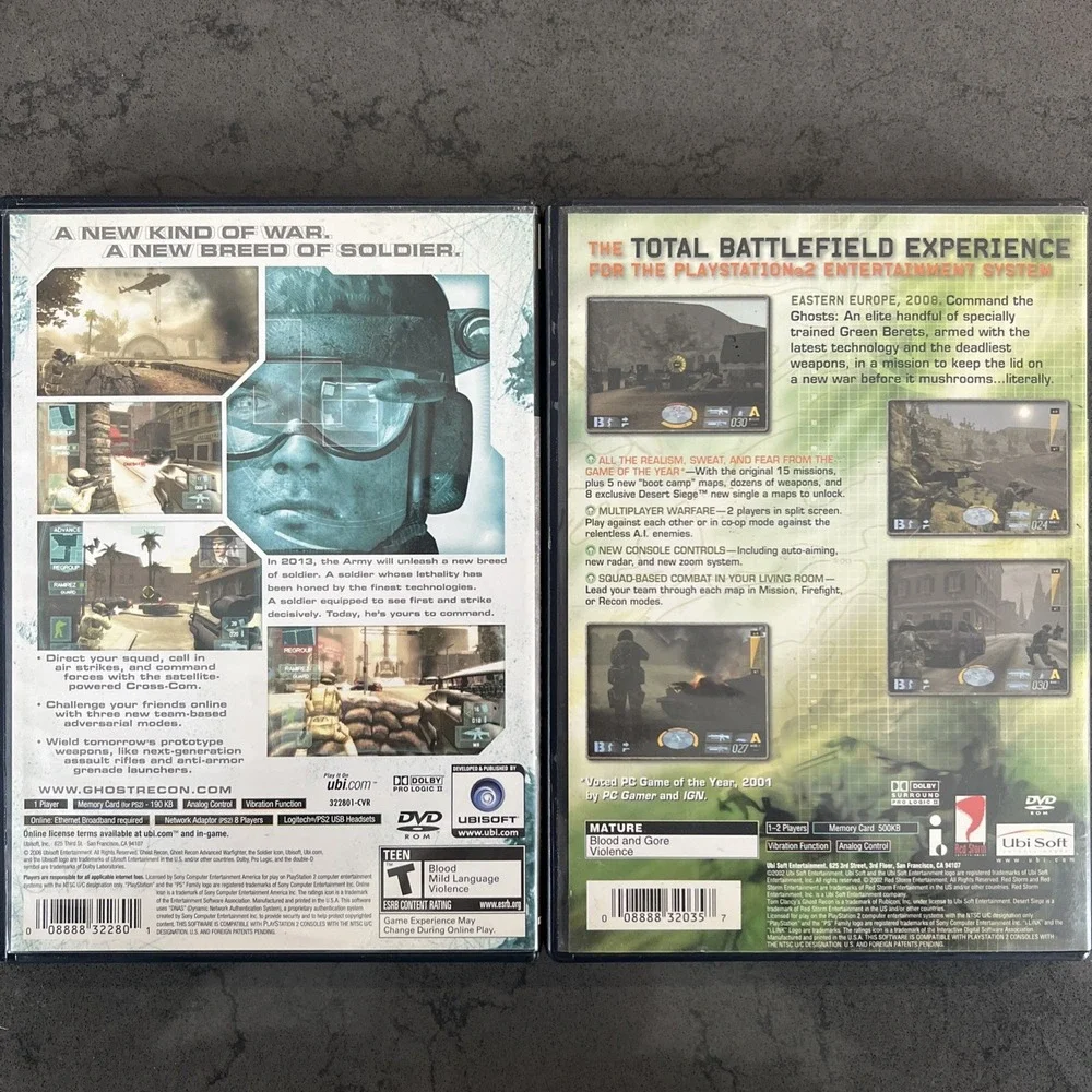 PS2 Ghost Recon Advance Warfighter & Ghost Recon 2 Game Bundle